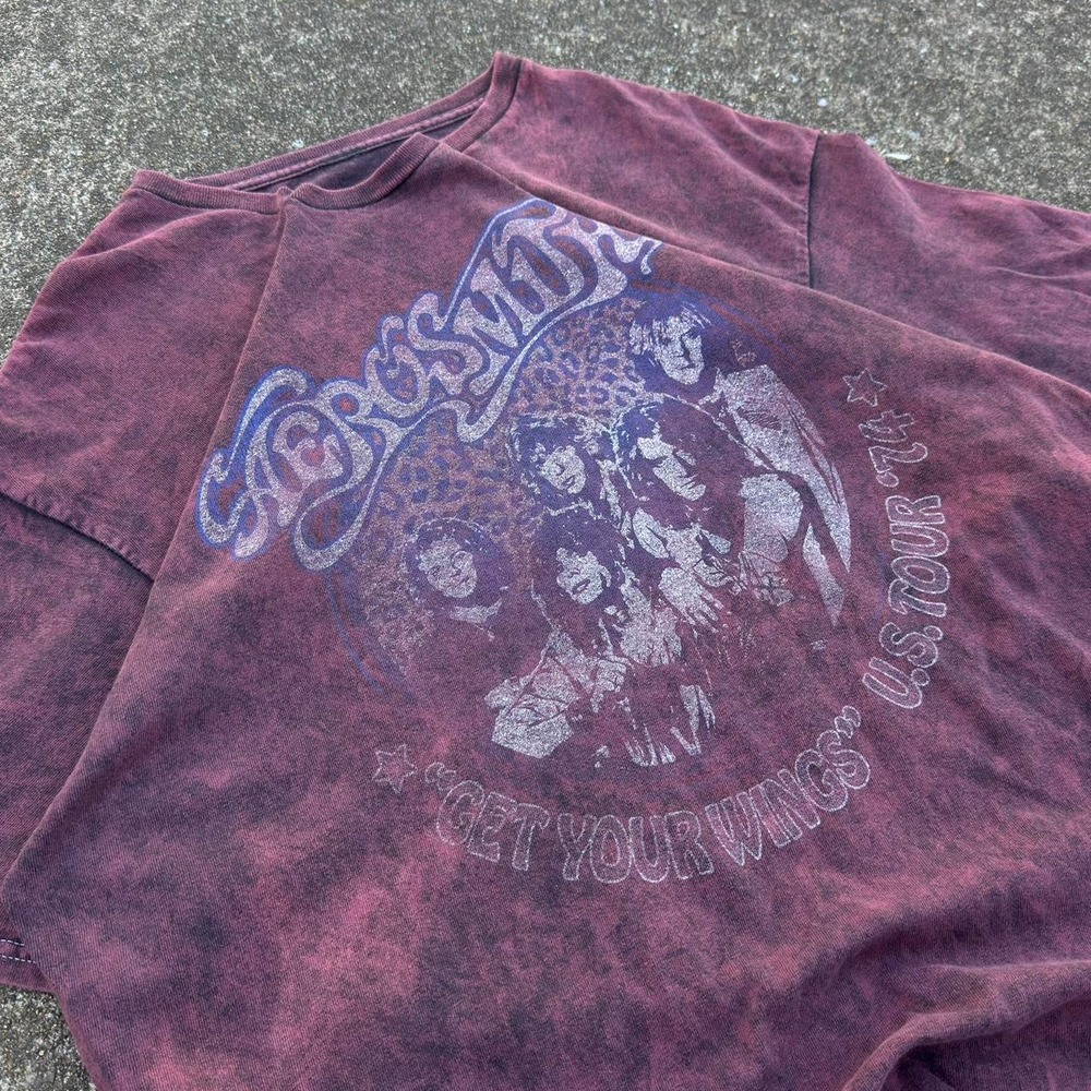 Vintage Y2K Aerosmith Band Tee Get Your Wings Tour Graphic Burgundy XL g3b